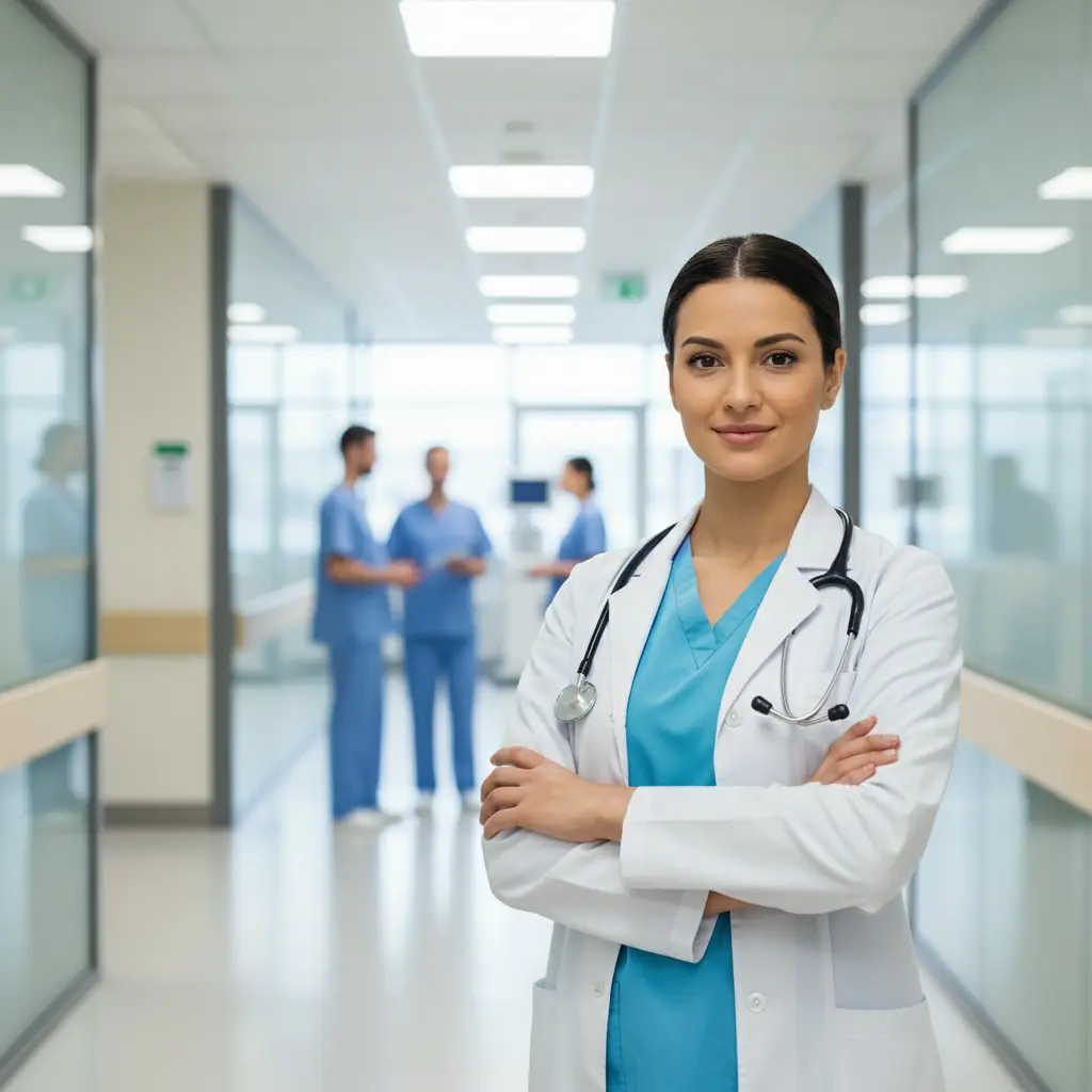 Travel nurse headshot optimized for staffing agencies