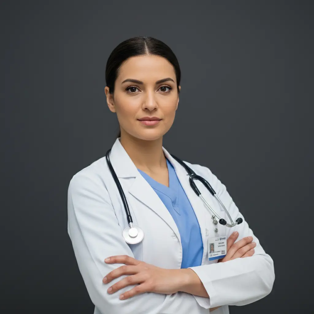 Female resident professional portrait with academic background