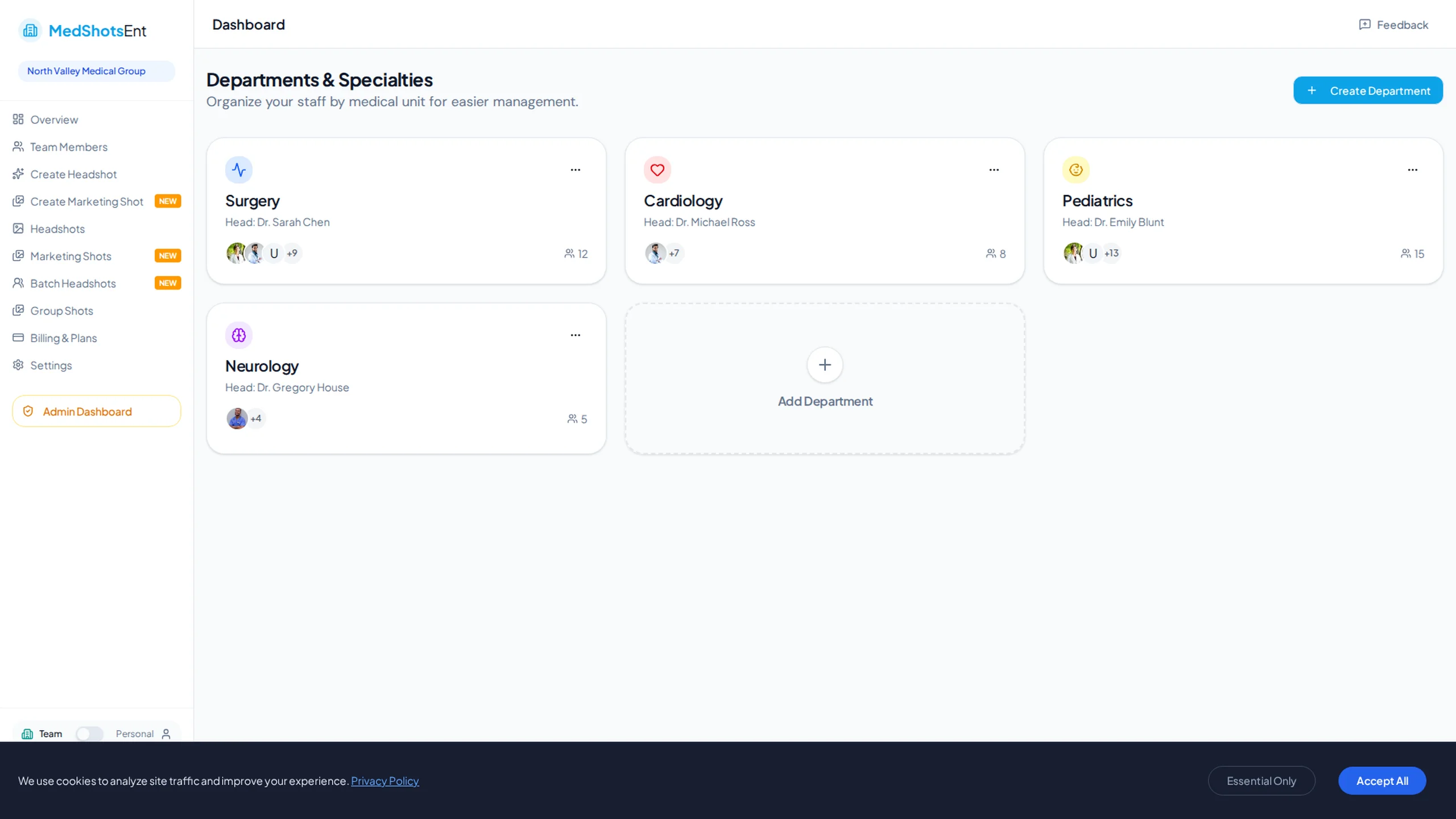 Download-ready headshot photo gallery