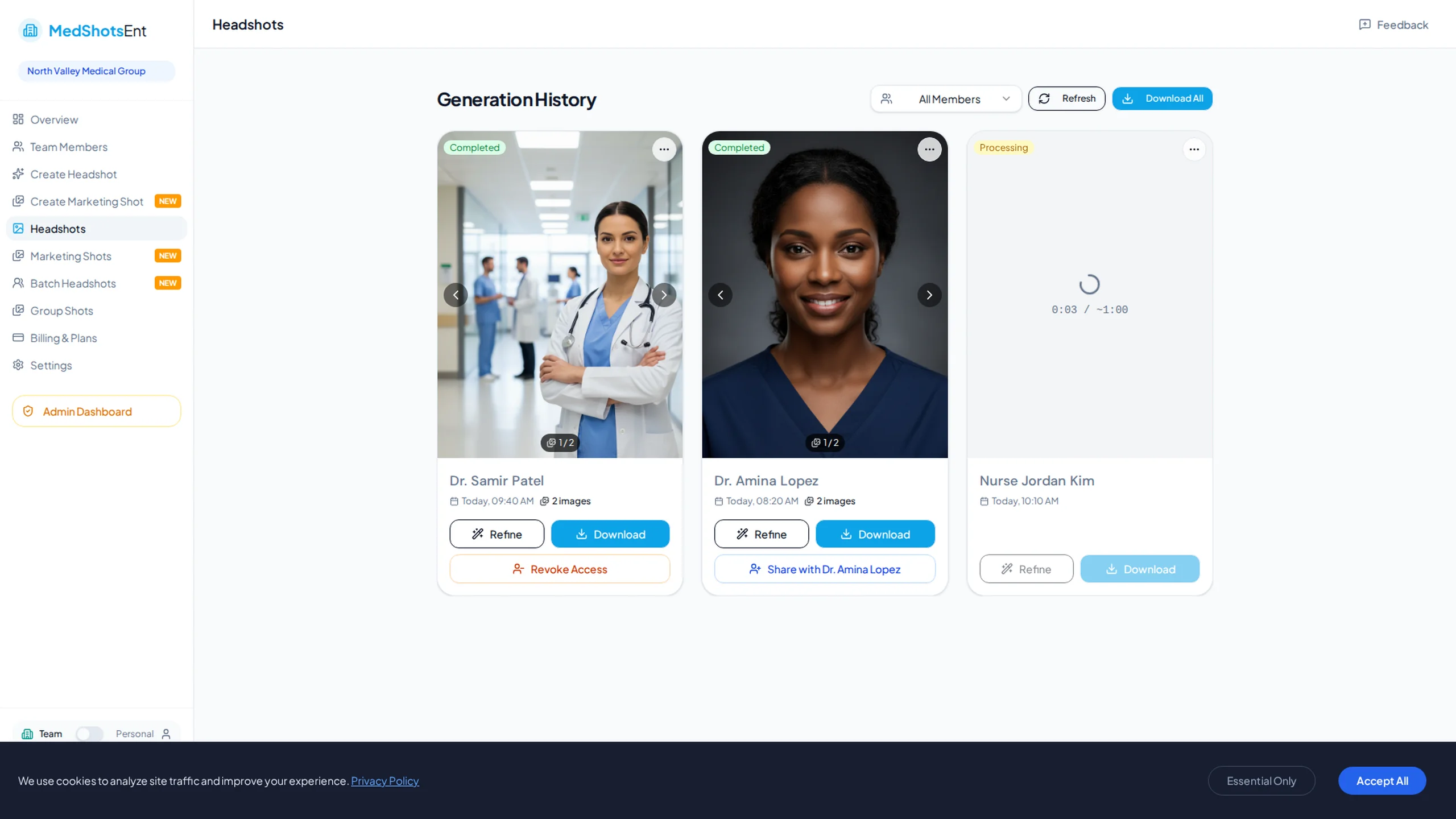 Medical school headshot styling controls