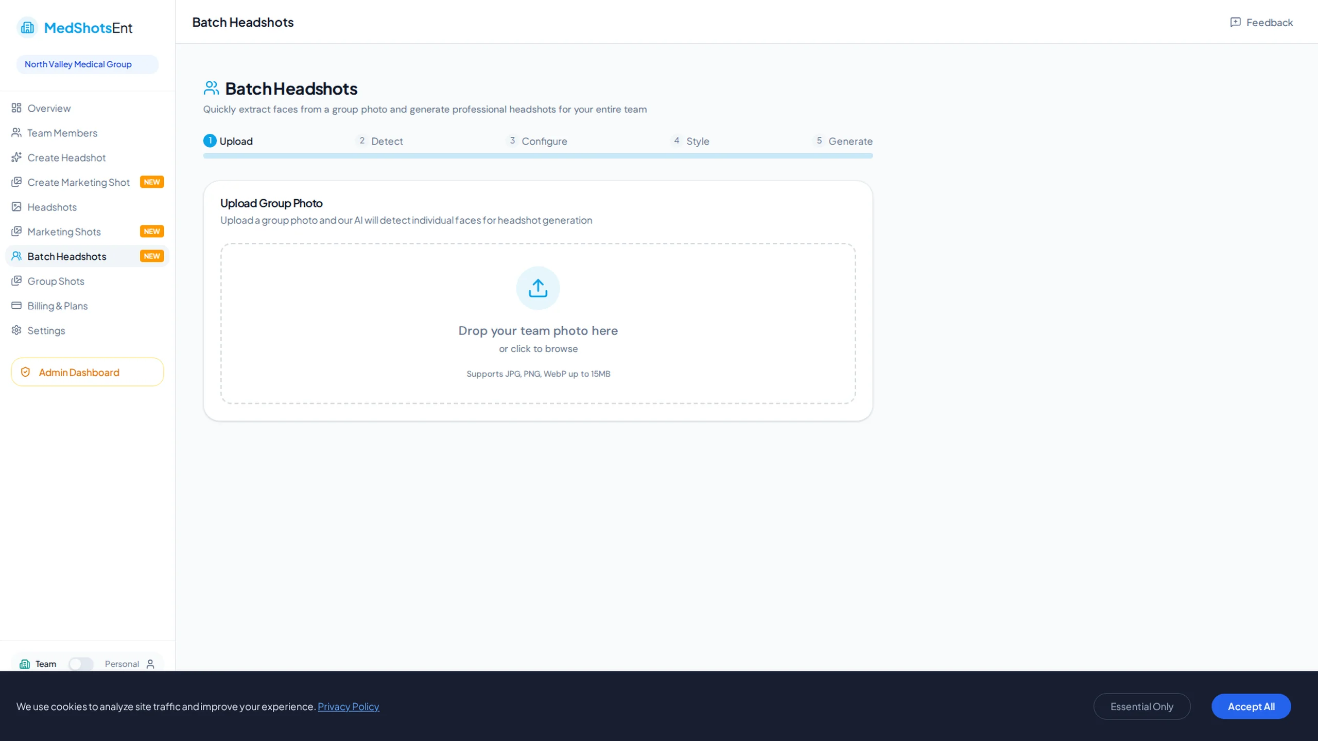 Batch team headshot generation